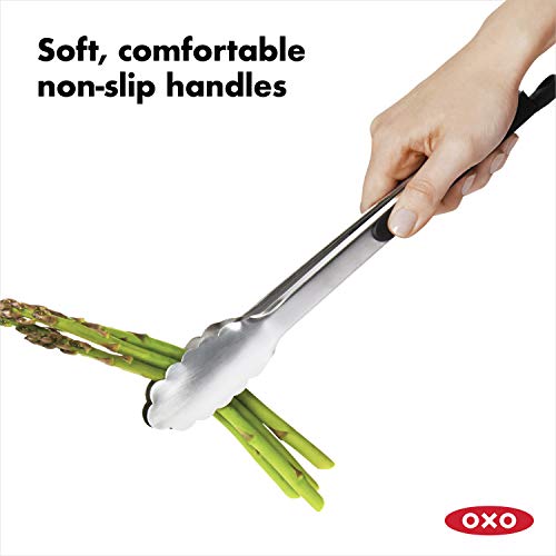OXO Good Grips Stainless Steel Locking Tongs for Cooking, Kitchen Tongs, 12in