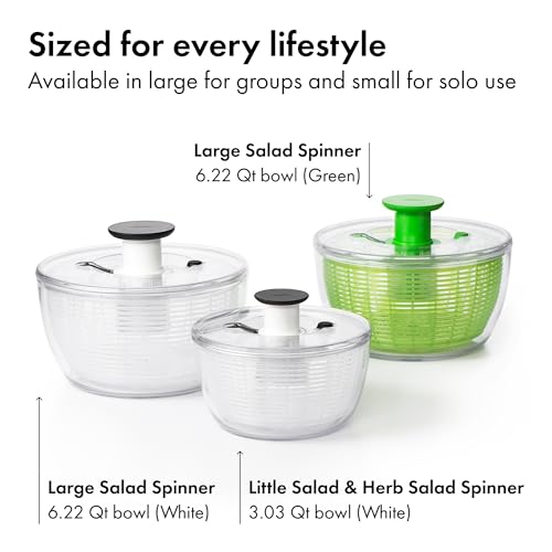OXO Good Grips Salad Spinner | Lettuce Spinner | Fruit Washer | Fruit Washing Bowl with Strainer | Vegetable Cleaner | Salad Cleaner | Lettuce Washer | 6.22 Quart Capacity