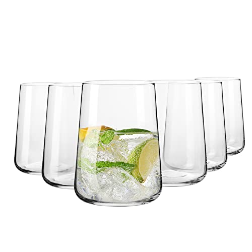 Krosno Infinity Drinking Glasses Set of 6 – 16.6 oz Water Juice Glasses, Modern Tapered Tumblers, Lead-Free Glassware, Clear Everyday Drinkware, Dishwasher Safe, Made in Europe