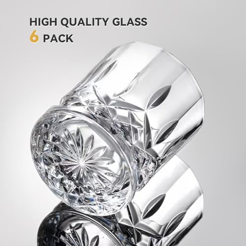 Triplorare Whiskey Glasses Set of 6, 11 OZ Old-Fashioned, Rum & Scotch Glasses