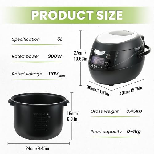 6L Boba Cooker Commercial, Automatic Boba Maker Machine with Even Heat Distribution, Intelligent Tapioca Cooker, for Milk Tea Stores Restaurants Dessert Stores Lounge, 900W