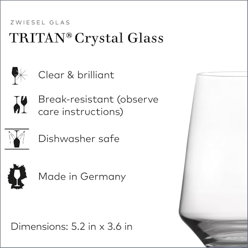 ZWIESEL GLAS Pure Stemless Bordeaux Glass (Set of 6), Red Wine Tumbler for Bordeaux, Dishwasher-Safe Machine-Made Tritan Crystal Glasses, Made in Germany (18.5 Ounce)