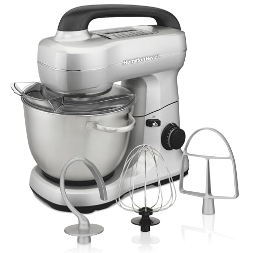 Hamilton Beach Stand Mixer with 4 Quart Stainless Steel Bowl, 7 Speeds, 300 Watt Motor, Silver, R63392 (Renewed)