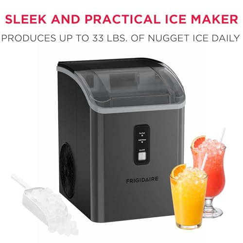 Frigidaire Countertop Crunchy Chewable Nugget Ice Maker, 33lbs per Day, Gunmetal