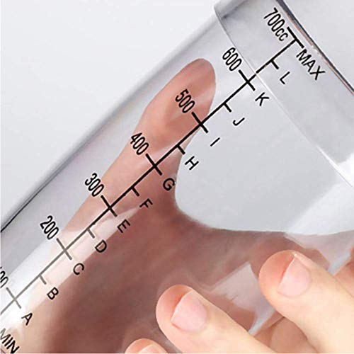 FEOOWV 2 Pcs Plastic Cocktail Shaker,Drink Mixer Hand Shaker Cup with Scales,Bar Tool Transparent (24 oz / 700cc)