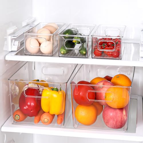 SKTKSE Clear Plastic Storage Bins 8 Pack - Pantry Organizers and Storage, Fridge Organizer Containers for Kitchen, Cabinet, Freezer, Bathroom, Clost, Home Organization