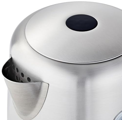 Amazon Basics Electric Stainless Steel Kettle for Tea and Coffee, BPA-Free, Fast Boiling, Auto Shut-Off, 1 Liter, 1500W, Black and Silver