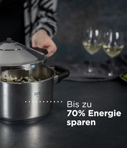 Kuhn Rikon DUROMATIC® Pressure Cooker 11” 8.45 qt family of 6 wide base for better braising, Stainless