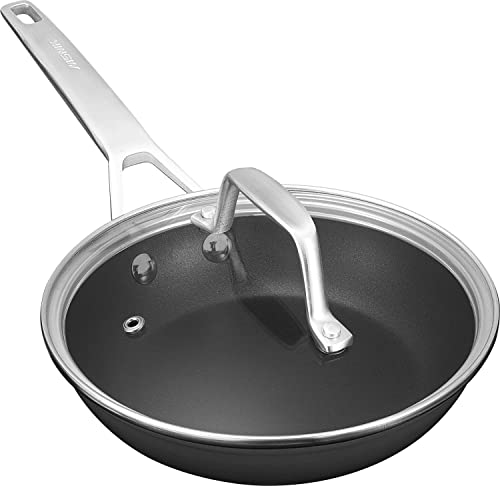 MsMk 8 inch Small Frying Pan with Lid, Burnt also Non stick Omelette pan, PFOA Free Non-Toxic, Scratch-resistant, for gas
