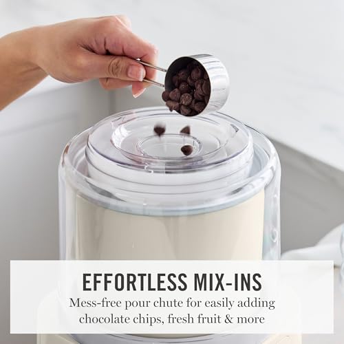 Martha Stewart Ice Cream Maker, 2 Quart Double-Insulated Freezer Bowl, Sorbet & Frozen Yogurt, Ready in 20 Minutes, Mix-Ins Chute, Easy to Clean, Linen Cream