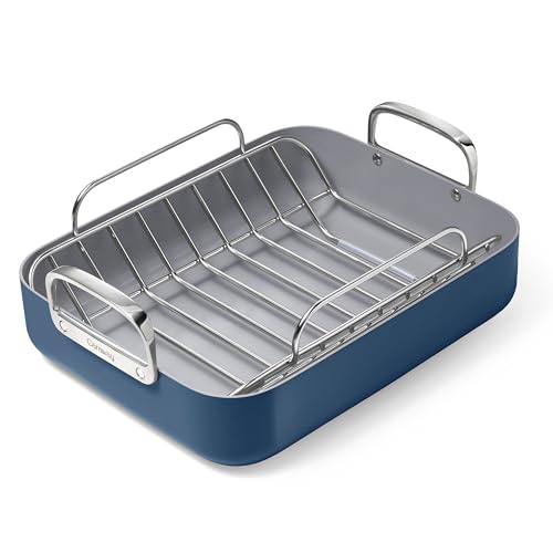 Caraway Roasting Pan, 16x13” Roasting Pan with Rack, Non-Stick Ceramic Coated, Non Toxic, PTFE & PFOA