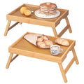 Fibogollo 2 Pack Bamboo Bed Tray Table with Folding Legs,Breakfast Trays,Serving Tray for Food and Snack,Laptop Trays for Working(Natural)