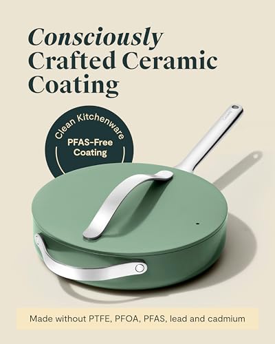 Caraway 4-Piece Fry Pan Set - Non-Stick Frying Pans (10.5” & 8”) & Non-Stick Sauté Pan - Non Toxic, PTFE & PFOA Free - Oven Safe & Compatible with All Stovetops (Gas, Electric & Induction) - Cream