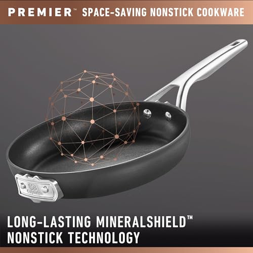 Calphalon Premier Space Saving 1.5 Quart Sauce Pan with Lid, Hard-Anodized Nonstick Cookware with MineralShield Technology, Dishwasher and Oven Safe