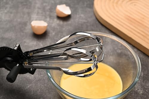 Fox Run Stainless Steel Manual Hand Mixer, Black Retro Style Egg Beater