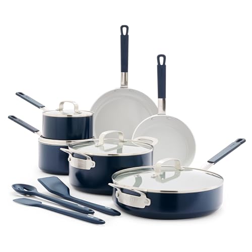 GreenPan x Bobby Flay 13 Piece Nonstick Cookware Pots and Pans Set, PFAS-Free Diamond Ceramic, Induction