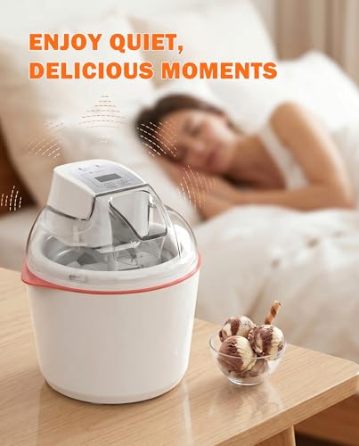 Coepuske Ice Cream Maker, 1.6 Quarts Ice Cream, Gelato, Sorbet, Milkshakes, Frozen Yogurt Machine for Home, Ice Cream Double Insulated Machine with LCD Screen and Timer, Easy to Clean and Quick
