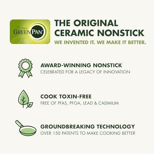 GreenPan Nova 10-Piece Cookware Pots & Pans Set, Oprah’s Favorite Things 2024, PFAS-Free Ceramic Nonstick, Fry, Sauté, Stockpot, Utensils, Lids, Induction Suitable, Dishwasher & Oven Safe, Deep Teal
