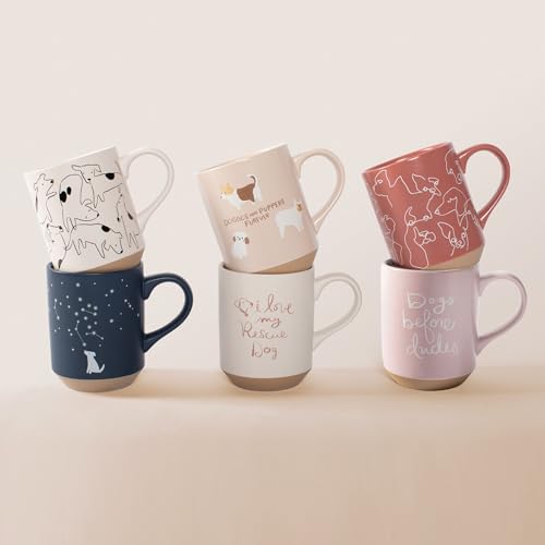 Fringe Studio Celestial Dog Stoneware Mug, 12 fl oz, Navy, 429017