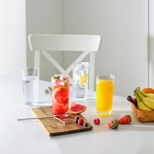OUWO Highball Glasses Set of 12, 16oz Tall Drinking Glasses, Water Glass for Kitchen, Tom Collins Glasses, Mojito Glass Cups, Cocktail Glasses for Bar Glassware