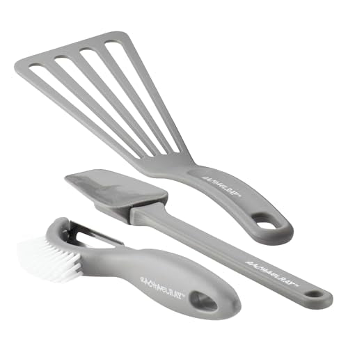 Rachael Ray Cookware Classic Brights Hard Enamel Aluminum Nonstick Cookware Set, 14-Piece, Sea Salt Gray