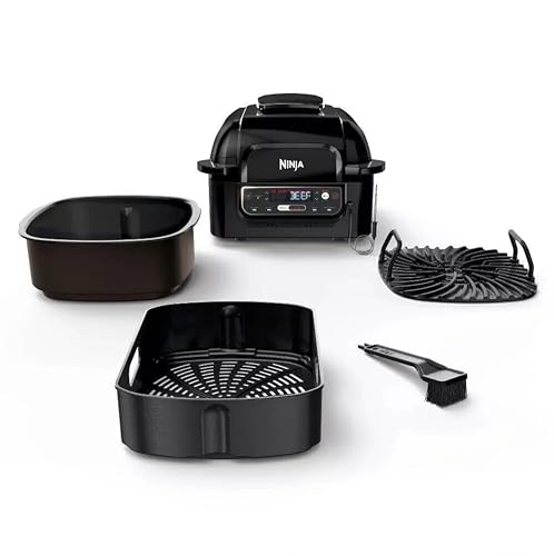 Ninja Foodi Pro 5-in-1 Indoor Integrated Smart Probe, 4-Quart Air Fryer, Roast, Bake, Dehydrate, an Cyclonic Grilling Technology, with 4 Steaks Capacity, in a Stainless Finish