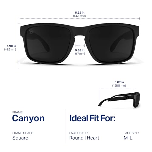 Blenders Eyewear Canyon – Polarized Sunglasses – Active Style, Durable Frame – 100% UV Protection – For Men – Black Tundra