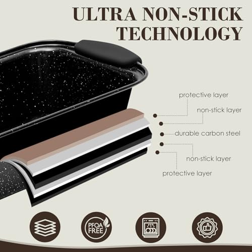 Baking Pans Set Nonstick, Bakeware Sets Stackable with Silicone Handles, AIVIKI 22 Pieces Oven Pan for Cooking Including Baking Cookie Sheet with Rack, Roast Pan, Cake Pan, Loaf Pan, Muffin Pan, Black