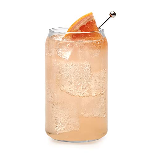 Libbey Classic Can Shaped Drinking Glasses Set of 4, Clear Kitchen Glass Tumbler, 16 Oz, Dishwasher Safe Glass Cups Set for Beverages and Cocktails