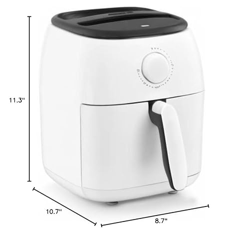 Dash Tasti-Crisp Express Air Fryer - Mini Air Fryer For Crispy Snacks, Frozen Foods and Oil-Free Cooking - Nonstick Basket - White, 2.6-Quart
