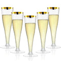 Torchero 20 Pack Champagne Flutes Plastic Wine Glasses Disposable, 4.5 Oz Gold Rim Mimosa Glasses for 2026 Engagement Wedding Birthday Bar Soccer Football Party Supplies, Bulk Toasting Cocktail Cups
