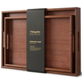 Fibogollo Bamboo Set of 2 Serving Tray with Handles,Decorative Trays Platter,Breakfast Tray in Bed,Food Drinks Tray for Eating,Working,Storing(Brown)
