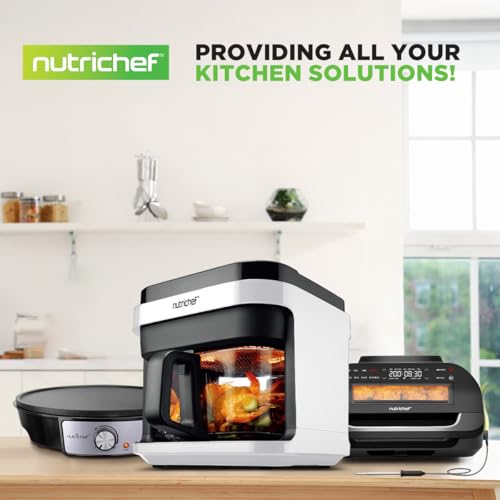 Nutrichef 5.8 Quart Air Fryer | 8-in-1 Preset Cook Modes| Transparent Fry Bowl for Best Cooking Results | Cook Shrimp, Steak, Fries, Wings, Chicken & More | Precise Temperature Control & Time | White