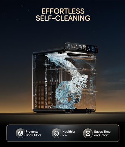 ecozy Nugget Ice Maker Countertop, First Full-Color Smart Panel 44 lbs/24H Ice Machine with APP & Voice Control, Double-Layer Insulation, Pull-Out Water Tank, Soft Pebble Chewable Ice, Self-Cleaning