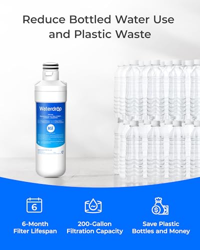 Waterdrop ADQ747935 LT1000PC Replacement for LG® LT1000P®/PC/PCS ThinQ® Refrigerator Water Filter, LFXS26973S, LMXS28626S, LMWS27626S, LFXS28596S, ADQ74793501 and LT120F® Air Filter, 3 Combo