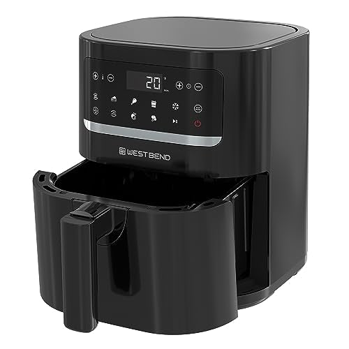 West Bend Compact Air Fryer 5-Quart Capacity with Digital Controls LCD Display and 10 Cooking Presets with Shake