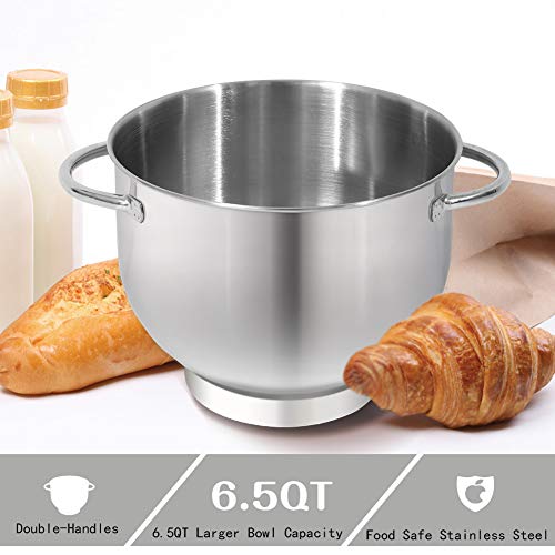 Aucma Stand Mixer,6.5-QT 660W 6-Speed Tilt-Head Food Mixer, Kitchen Electric Mixer with Dough Hook, Wire Whip & Beater (Blue, 6.5QT)