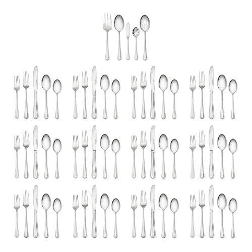 HENCKELS Alcea 65-Piece Flatware Set, Stainless Steel, Silver