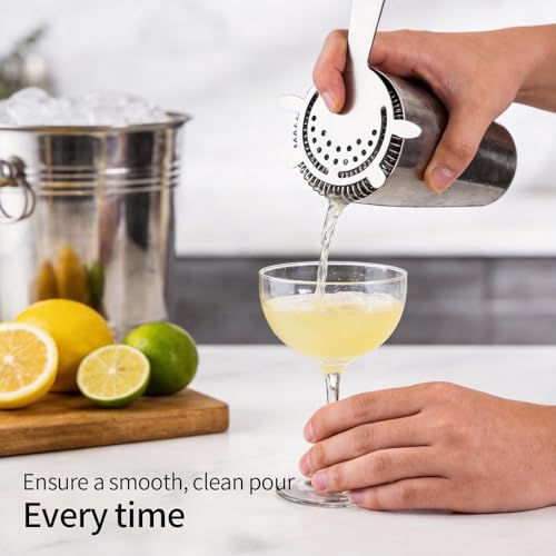 Kirecoo 2PCS Stainless Steel Cocktail Strainer, Bar Drink Strainer with High-Density Spring, Bar Tools Cocktail Shaker Accessories for Smooth Drink Pouring, Fits Boston Shakers and Mixing Glasses