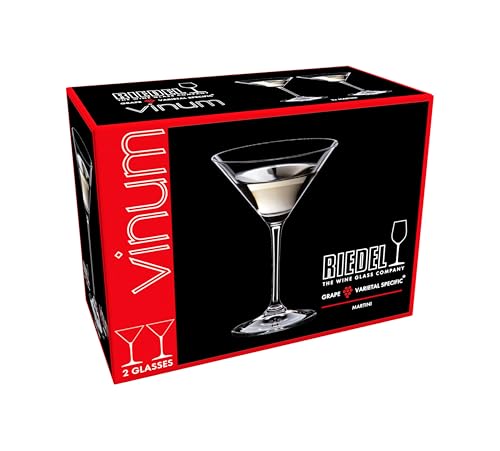 Riedel Vinum Martini Glasses - Crystal Glass, Dishwasher Safe, 2-Piece Set - Essential Home Bar Glassware 6416/77