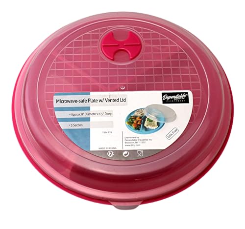 3-Pack Divided Microwave Plates with Vented Lids – Mixed Colors – BPA-Free Reusable Plates for Portion Control, Meal Prep & Leftovers – Stackable, Freezer & Dishwasher Safe