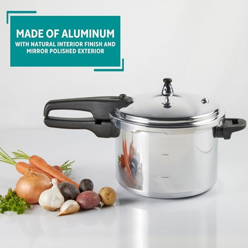 Mirro 92160A Polished Aluminum 10-PSI Pressure Cooker Cookware, 6-Quart, Silver -