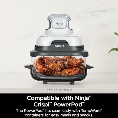 Ninja 4-QT CleanCrisp™ Glassware Container with Storage lid, Compatible with Ninja Crispi FN101 & AS101 Series, Microwave, Freezer & Dishwasher Safe, PFAS & PTFE Free Glass, XSKSFN4QT