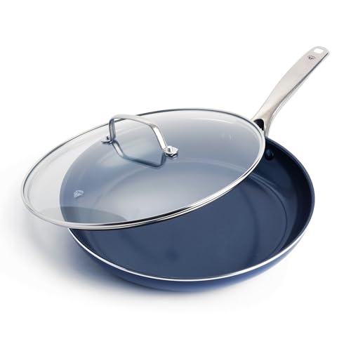 Blue Diamond 12" Nonstick Frying Pan with Lid, Diamond Infused PFAS-Free Ceramic Skillet, Dishwasher & Oven