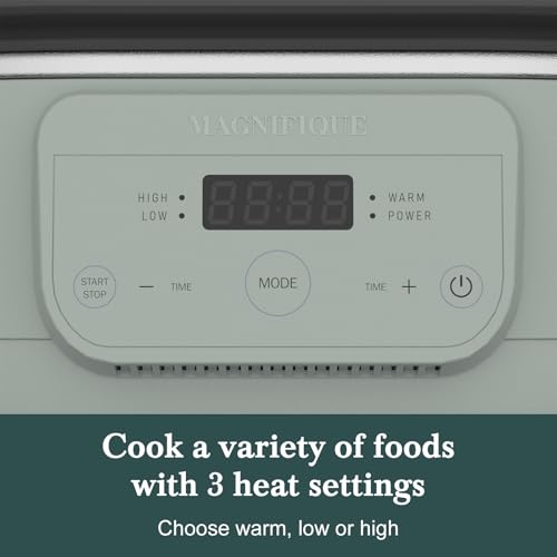6 Quart Programmable Slow Cooker Removable Healthy Nonstick Pot - Small Kitchen Appliance for Family Dinners - Serves 6+ People - Heat Settings: Keep Warm Olive