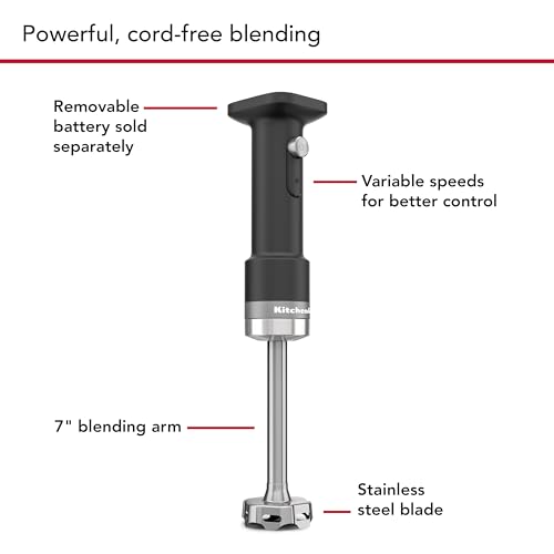 KitchenAid Go Cordless Hand Blender - battery included, KHBRV71, Black Matte