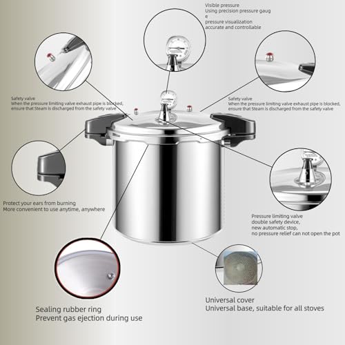 KILOGORGE 24 qt Pressure Canner,Canning Pressure Cooker with Gauge,14.5PSI,Large Capacity Aluminum Pressure Canners for Compatibility Gas and Induction Cooktops