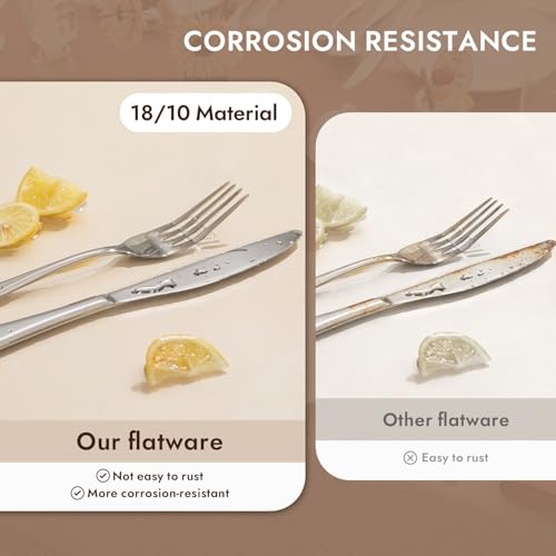 KINGSTONE 40-Piece Silverware Set for 8,18/10 Premium Stainless Steel Flatware Set, for Home, Restaurant, Wedding and Party Use, Mirror-Polished Cutlery Set, Dishwasher Safe