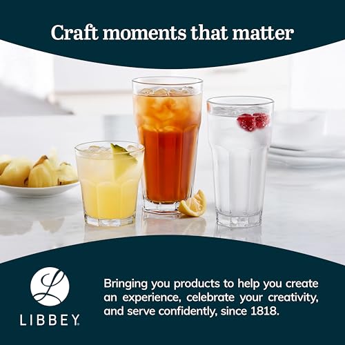 Libbey Gibraltar 16 oz Glass Tumbler, Iconic Heavy Base Glass Drinking Glasses Set of 12, Dishwasher Safe Drinkware Set of 12