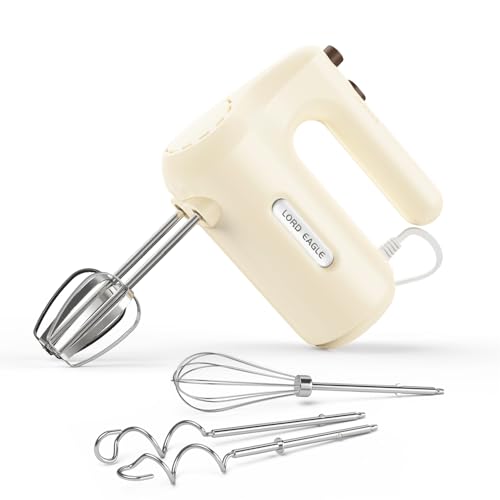 Lord Eagle 5-Speed Small Hand Mixer Electric, 300W Compact Portable, Cream